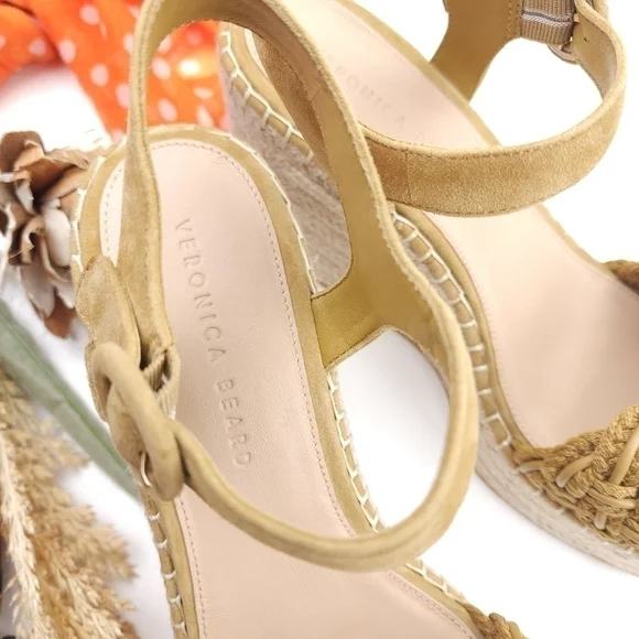 New Veronica Beard Mustard Tan Reema Platform Espadrille Sandals Size 10 - Picture 4 of 14
